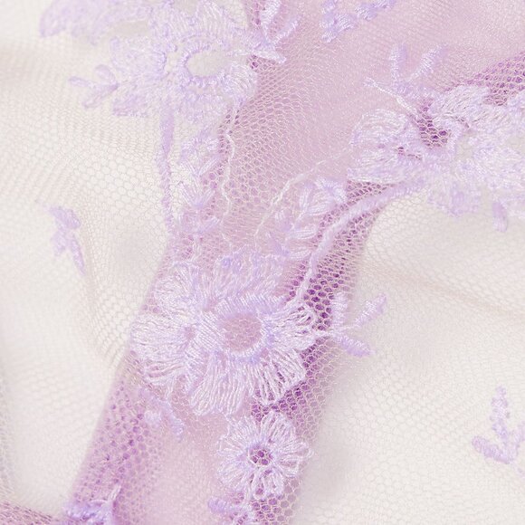 I.D. SARRIERI Petal Bloom scalloped embroidered tulle thong - Lilac Sz L - BNWT - Picture 11 of 12